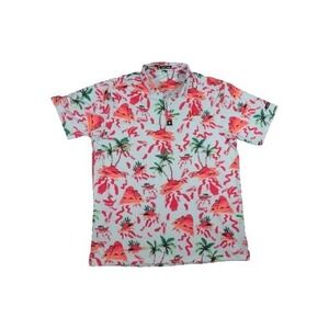 Bad Birdie Mens 2XL Red Rocks Golf Polo Island All Over Print Stretch ACE Logo